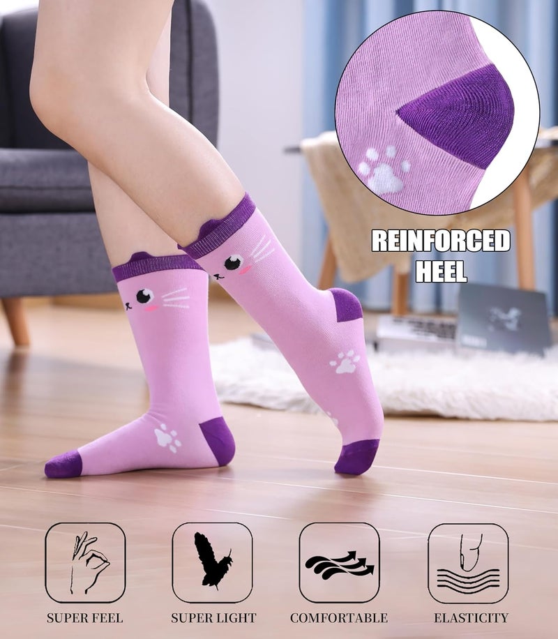 SDBING Womens Cat Socks Cute Gifts Animal Soft Breathable Thin Cotton Casual Crew Socks 5 Pairs - Image 4